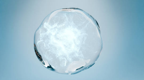 istock Essential Oil Bubbles for cosmetics in water. blue liquid bubbles, fluid flow. Collagen, atoms floating, Moisturizing Cream, Skin Serum, Vitamin, beauty concept, dermatology molecular, 3d render 2158263768