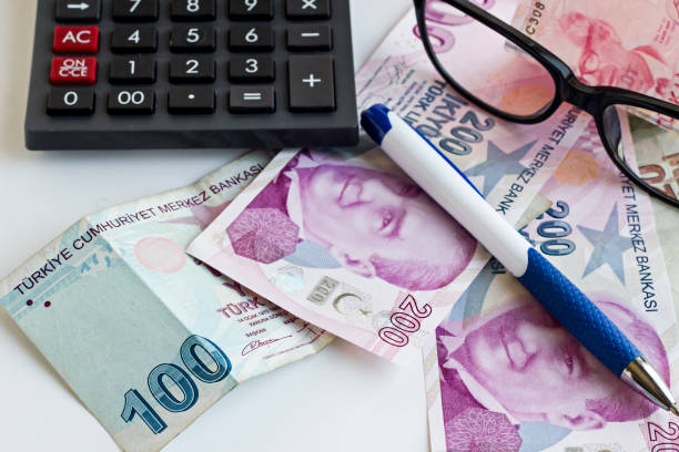 istock Turkish Money Banknotes with calculator 2158265787