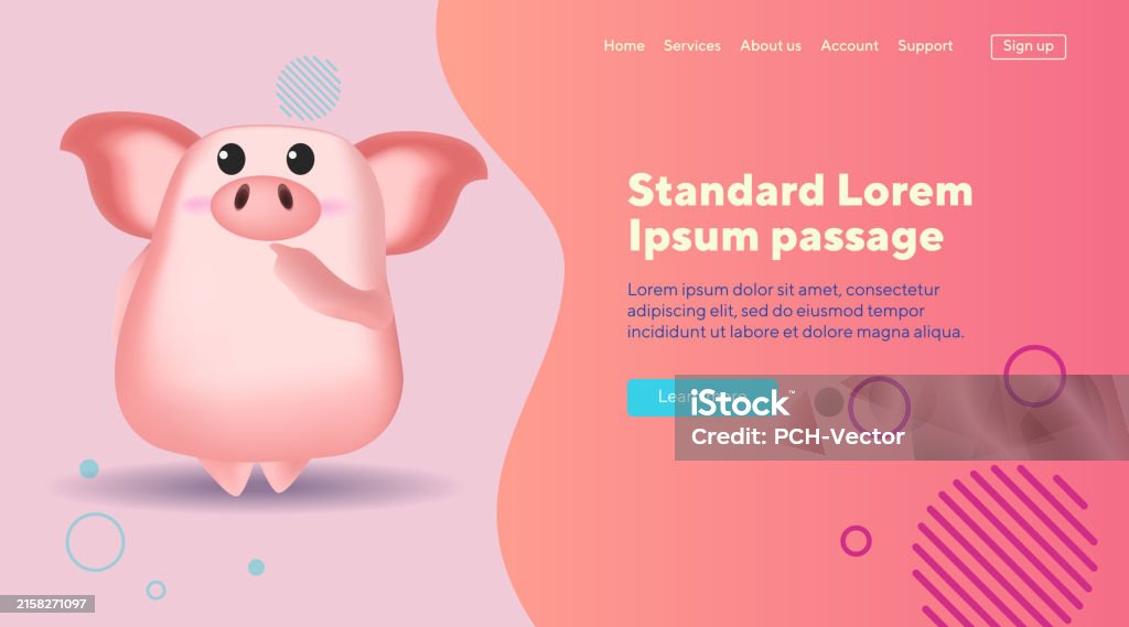 Pigg Thinking Cute Pig Thinking About Something Vector Illustration Stock ...