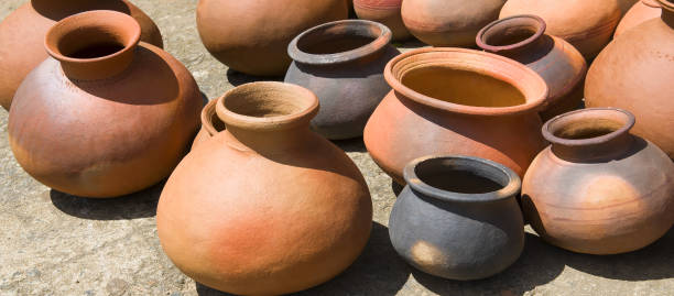 istock Clay pots at a street market. 2158273735