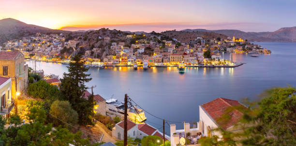 istock Symi Harbor at Sunset, Greece 2158275309