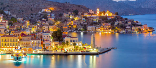 istock Symi Harbor at Sunset, Greece 2158275320