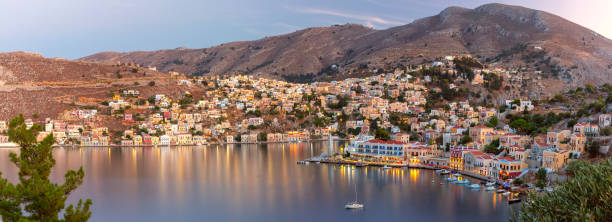 istock Panoramic View of Symi Island Harbor, Greece 2158275493