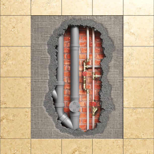istock Plumbing in the wall. See wall layers. 3d illustration 2158276978
