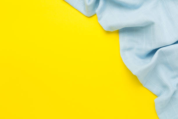 istock Cotton fabric on color background, top view 2158280176