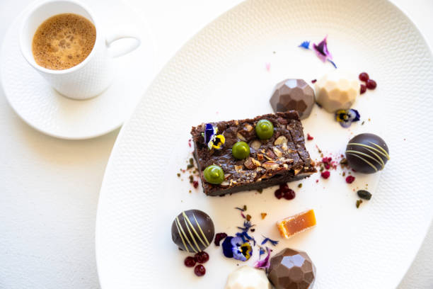 Overhead view of a luxurious dessert