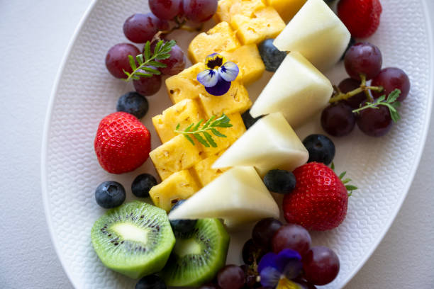 Overhead view of assorted fruits