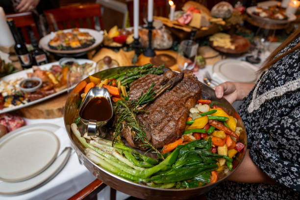 istock Overhead view of place settings and appetizers 2158281143