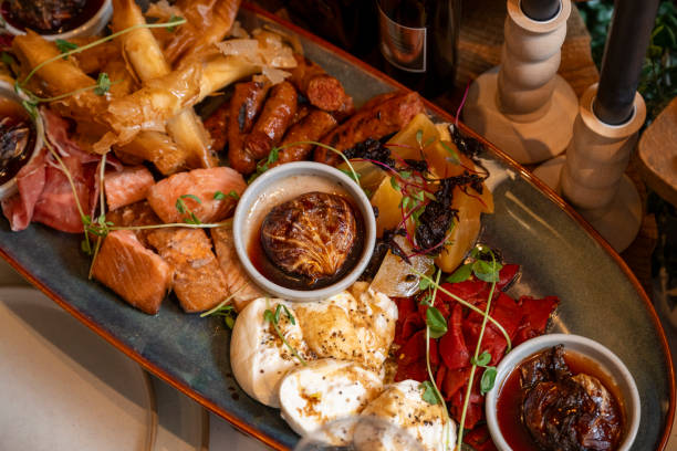 istock Overhead view of place settings and appetizers 2158282276