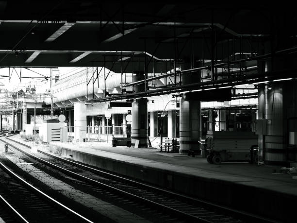 istock View of a train station in black and white 2158287505