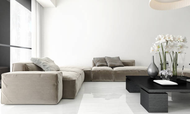 istock Large luxury modern bright interiors Living room mockup illustration 3D rendering image 2158288186