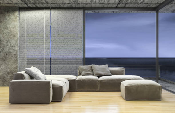 istock Large luxury modern bright interiors Living room mockup illustration 3D rendering image 2158288224
