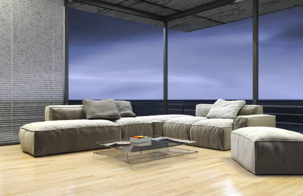 istock Large luxury modern bright interiors Living room mockup illustration 3D rendering image 2158288282