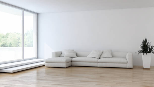 istock Large luxury modern bright interiors Living room mockup illustration 3D rendering image 2158288637