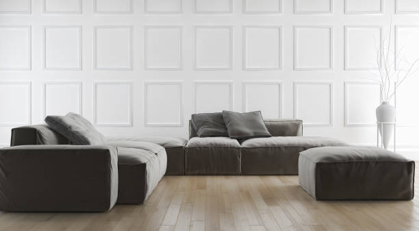 istock Large luxury modern bright interiors Living room mockup illustration 3D rendering image 2158288858