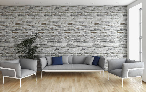 istock Large luxury modern bright interiors Living room mockup illustration 3D rendering image 2158288924