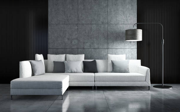 istock Large luxury modern bright interiors Living room mockup illustration 3D rendering image 2158289537
