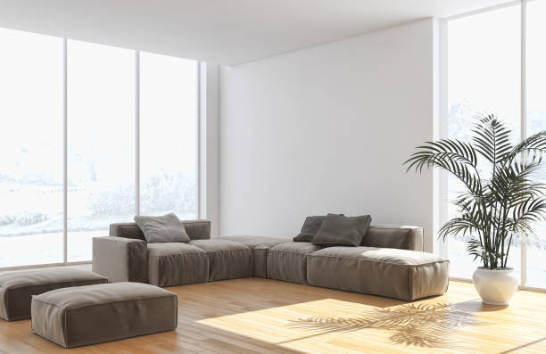 istock Large luxury modern bright interiors Living room mockup illustration 3D rendering image 2158289561