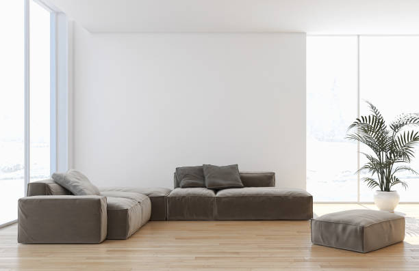 istock Large luxury modern bright interiors Living room mockup illustration 3D rendering image 2158289575