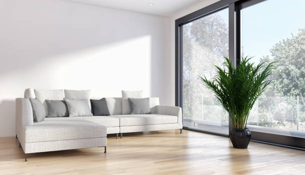 istock Large luxury modern bright interiors Living room mockup illustration 3D rendering image 2158289680