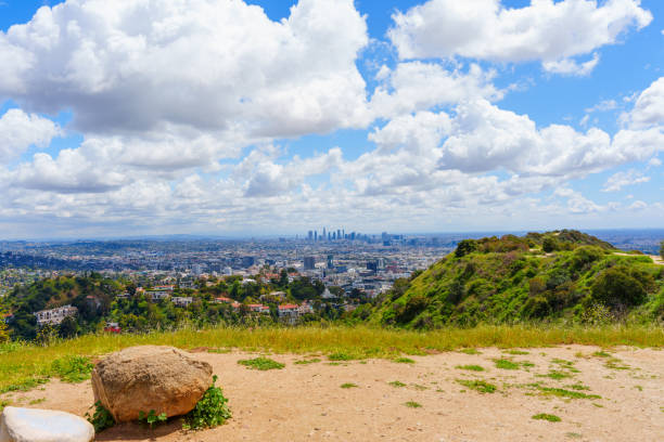 Runyon Canyon Park: View of Los Angeles and Thick Clouds