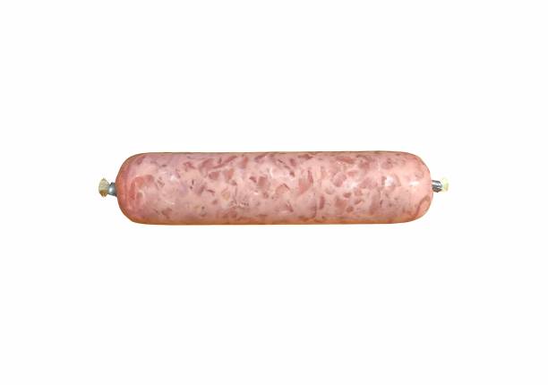 Fermented sour pork sausage isolated on white background. Processed food