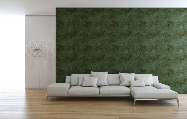 istock Large luxury modern bright interiors Living room mockup illustration 3D rendering image 2158300603