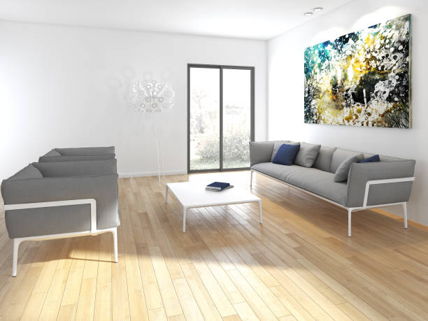 istock Large luxury modern bright interiors Living room mockup illustration 3D rendering image 2158301088