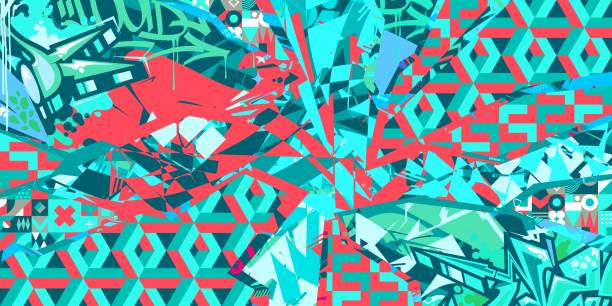 istock Cool Modern Abstract Urban Street Art Graffiti Style Vector Collage Illustration Background Template 2158303247