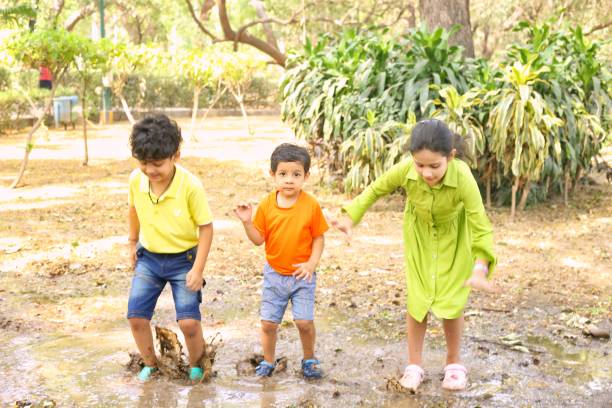 Kids enjoying rainy season