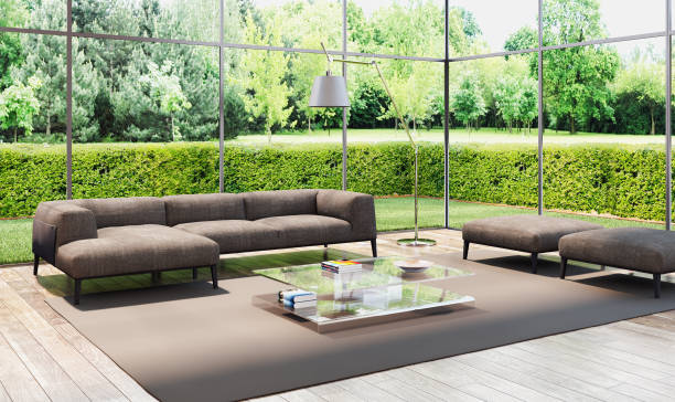 istock Large luxury modern bright interiors Living room mockup illustration 3D rendering image 2158306264