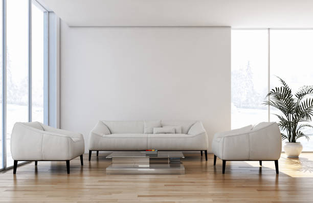 istock Large luxury modern bright interiors Living room mockup illustration 3D rendering image 2158306581