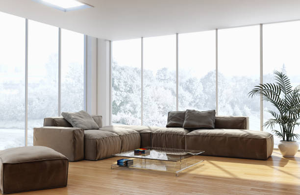 istock Large luxury modern bright interiors Living room mockup illustration 3D rendering image 2158306776