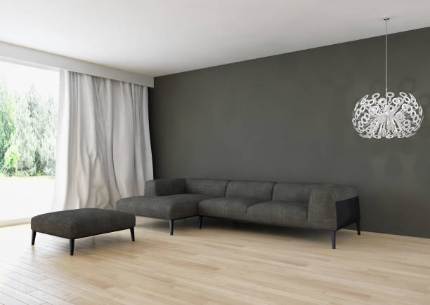 istock Large luxury modern bright interiors Living room mockup illustration 3D rendering image 2158306845