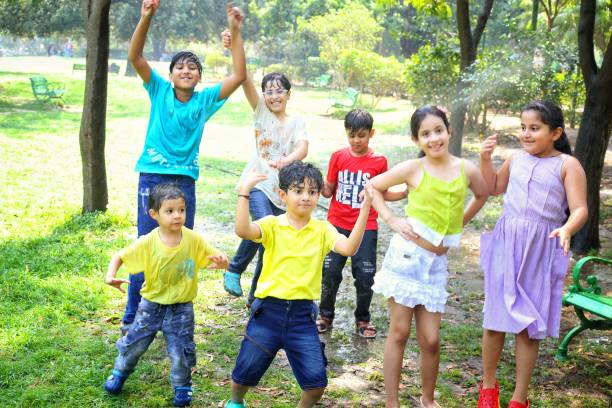 Kids enjoying rainy season