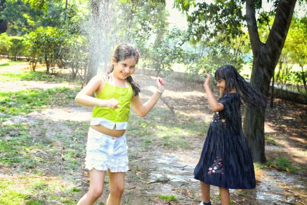Kids enjoying rainy season