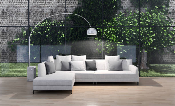 istock Large luxury modern bright interiors Living room mockup illustration 3D rendering image 2158308250