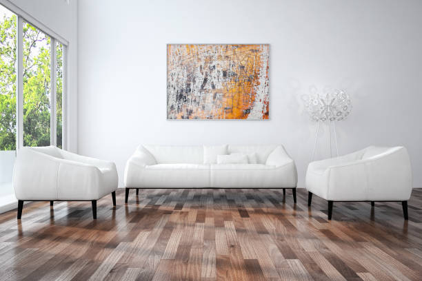 istock Large luxury modern bright interiors Living room mockup illustration 3D rendering image 2158308252