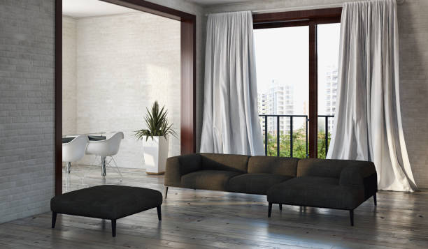 istock Large luxury modern bright interiors Living room mockup illustration 3D rendering image 2158308294
