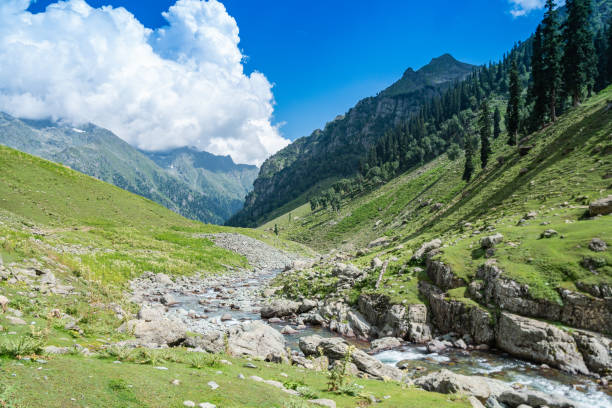 istock A river flows through a valley with mountainous surroundings, Kashmir, India 2158308849