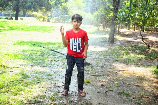 Kids enjoying rainy season