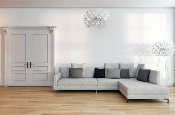 White room interior, Shelf with business documents and folders. 3D rendering