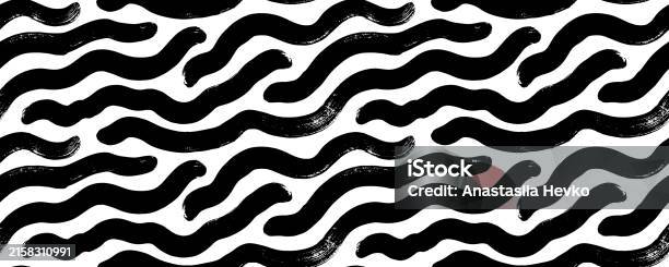 Bold Line Rounded Bold Curved Lines Doodle Seamless Pattern Hand Drawn Organic Thick Wavy ...