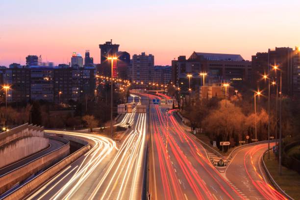 istock Sunset view over a the A2 railway in Madrid, Spain 2158311240