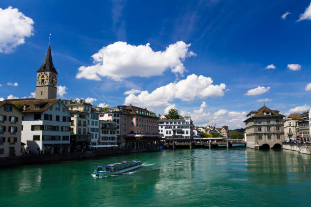 istock Panoramic view of Zurich from the river Limmat, Switzerland 2158311396
