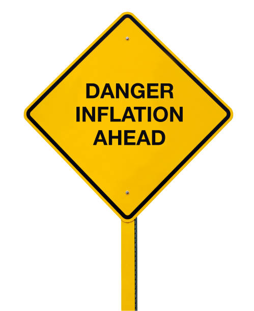 istock Danger Inflation Ahead Warning Road Sign Isolated Against a White Background 2158317509