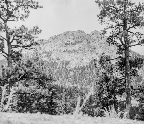 Horizontal shot of a typical 1940s vacation snapshot in Colorado.