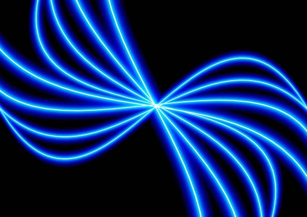 Abstract background of curved blue light lines in technology concept