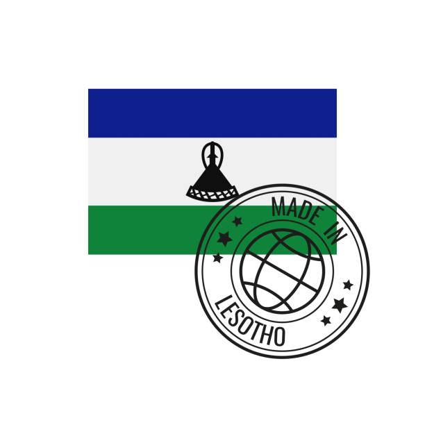 illustrations, cliparts, dessins animés et icônes de made in lesotho badge vector. sticker with lesotho national flag. ink stamp isolated on white background. - lesotho