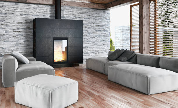 istock Large luxury modern bright interiors Living room mockup illustration 3D rendering image 2158320530